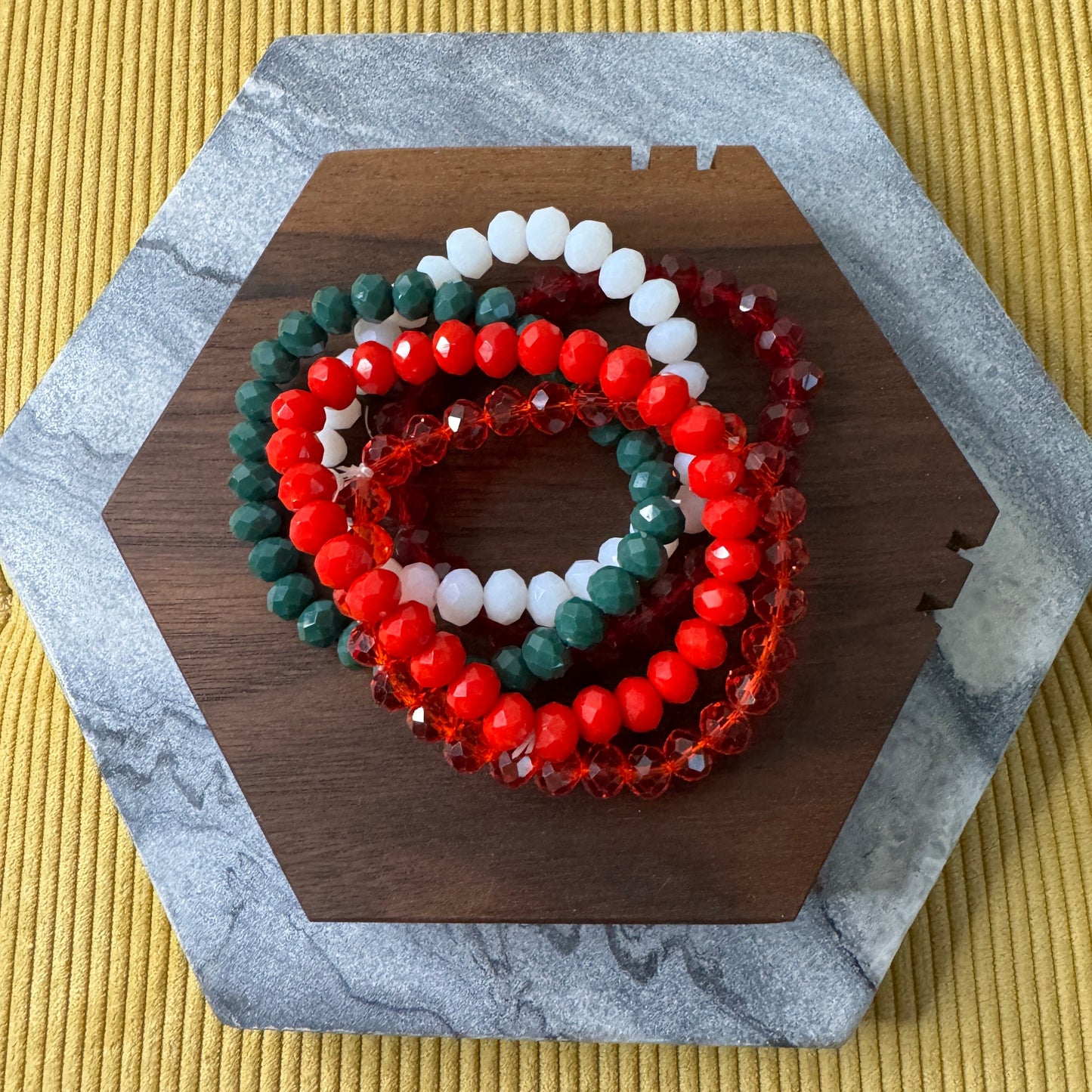 Bracelet Pack - Christmas Red + Green Bead