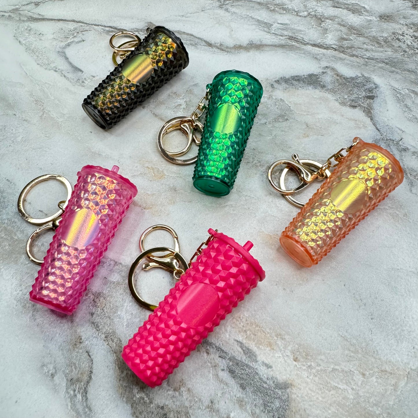 Keychain - Studded Tumbler - Olive Oilslick