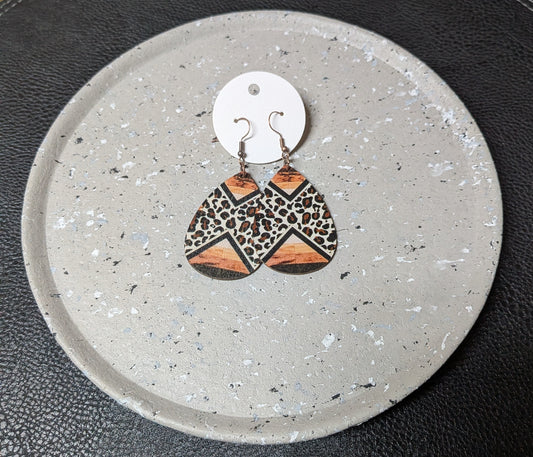 Wooden Cheetah Earrings