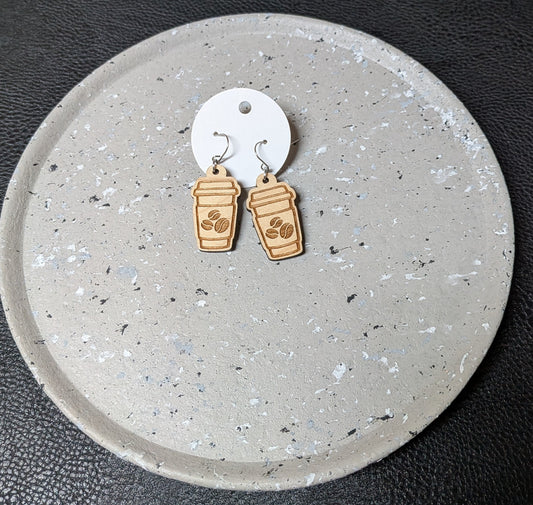 Wooden Coffee Cup Earrings
