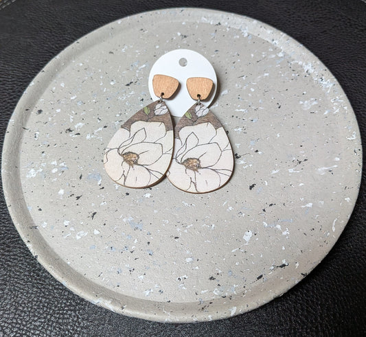 Wooden Floral Earrings