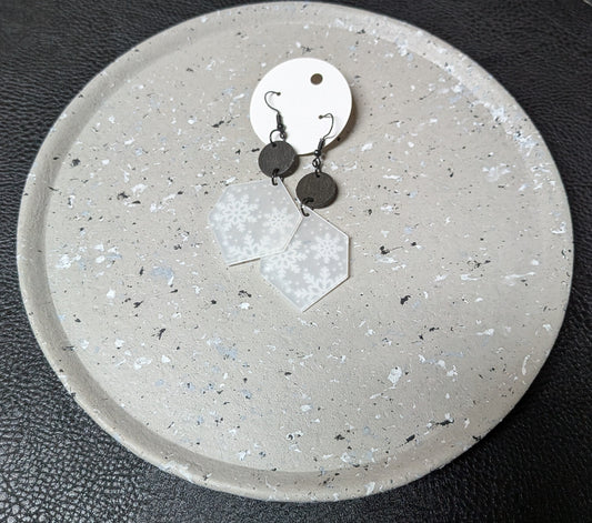 Wooden/Plastic Snowflake Earrings