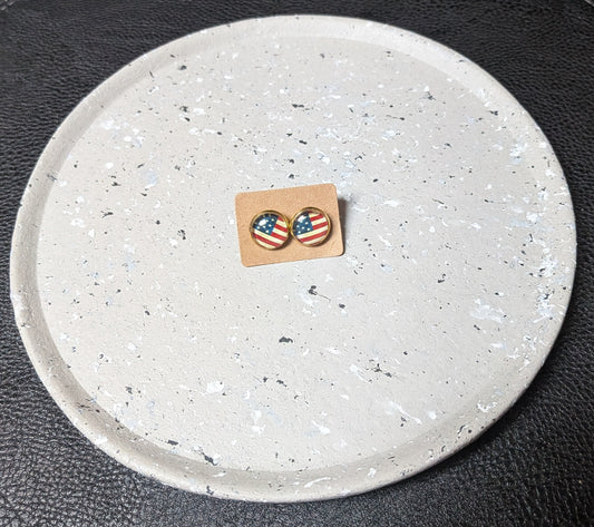 Flag Earrings with Gold Rim