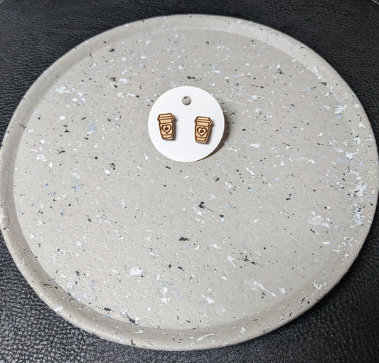 Wooden Coffee Earrings